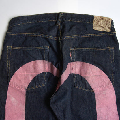EVISU 7001 Big Seagull Dark Indigo Short Denim Pants Size 38
