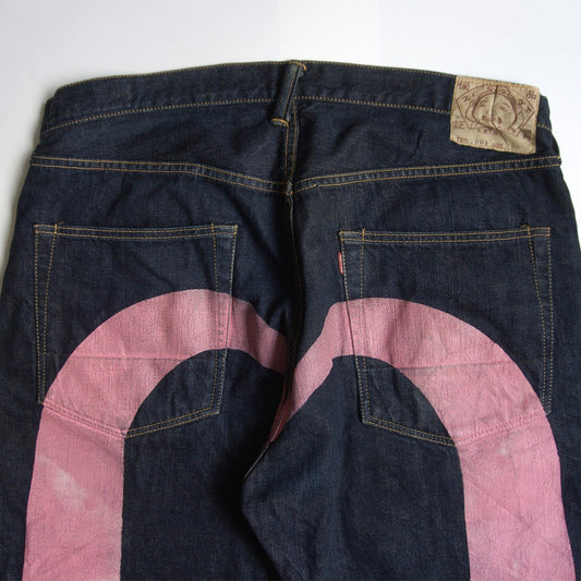 EVISU 7001 Big Seagull Dark Indigo Short Denim Pants Size 38