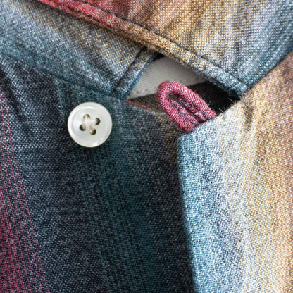 WACKO MARIA Ombre Check Rayon Open Collar Long Sleeve Shirt Size XL