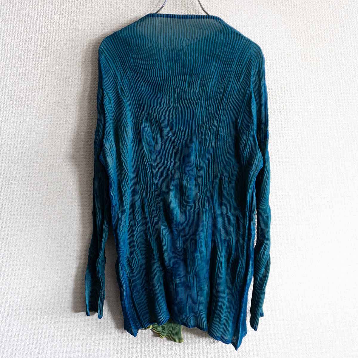 ISSEY MIYAKE Wrinkle Pleat Cardigan Blue Size M