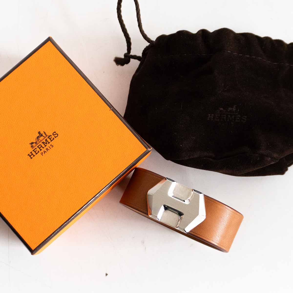 HERMES Super H Leather Bracelet Size ONE SIZE