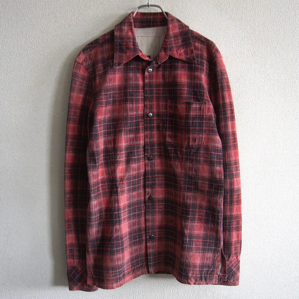 ISAMU KATAYAMA BACKLASH Pig Leather Check Shirt Size L