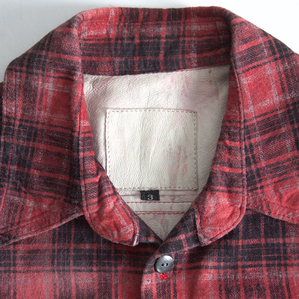 ISAMU KATAYAMA BACKLASH Pig Leather Check Shirt Size L