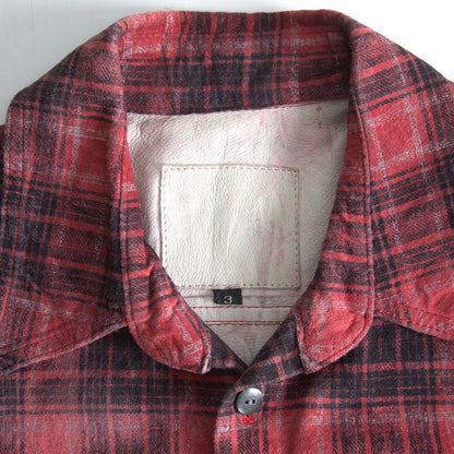 ISAMU KATAYAMA BACKLASH Pig Leather Check Shirt Size L