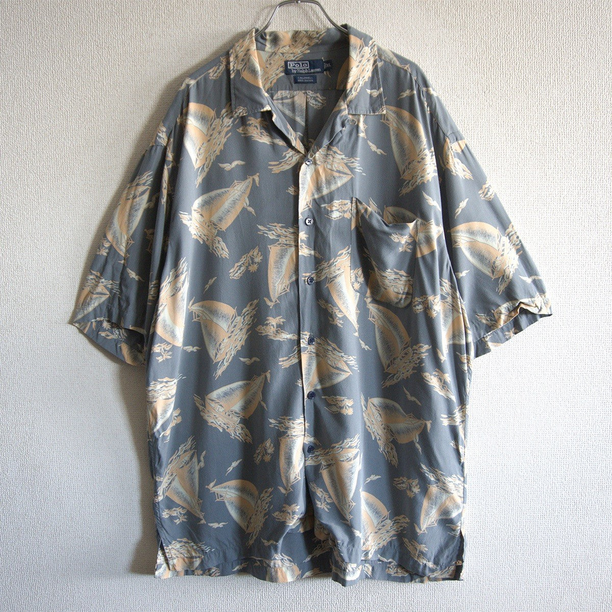 POLO RALPH LAUREN CALDWELL Rayon Open Collar Shirt Size XL