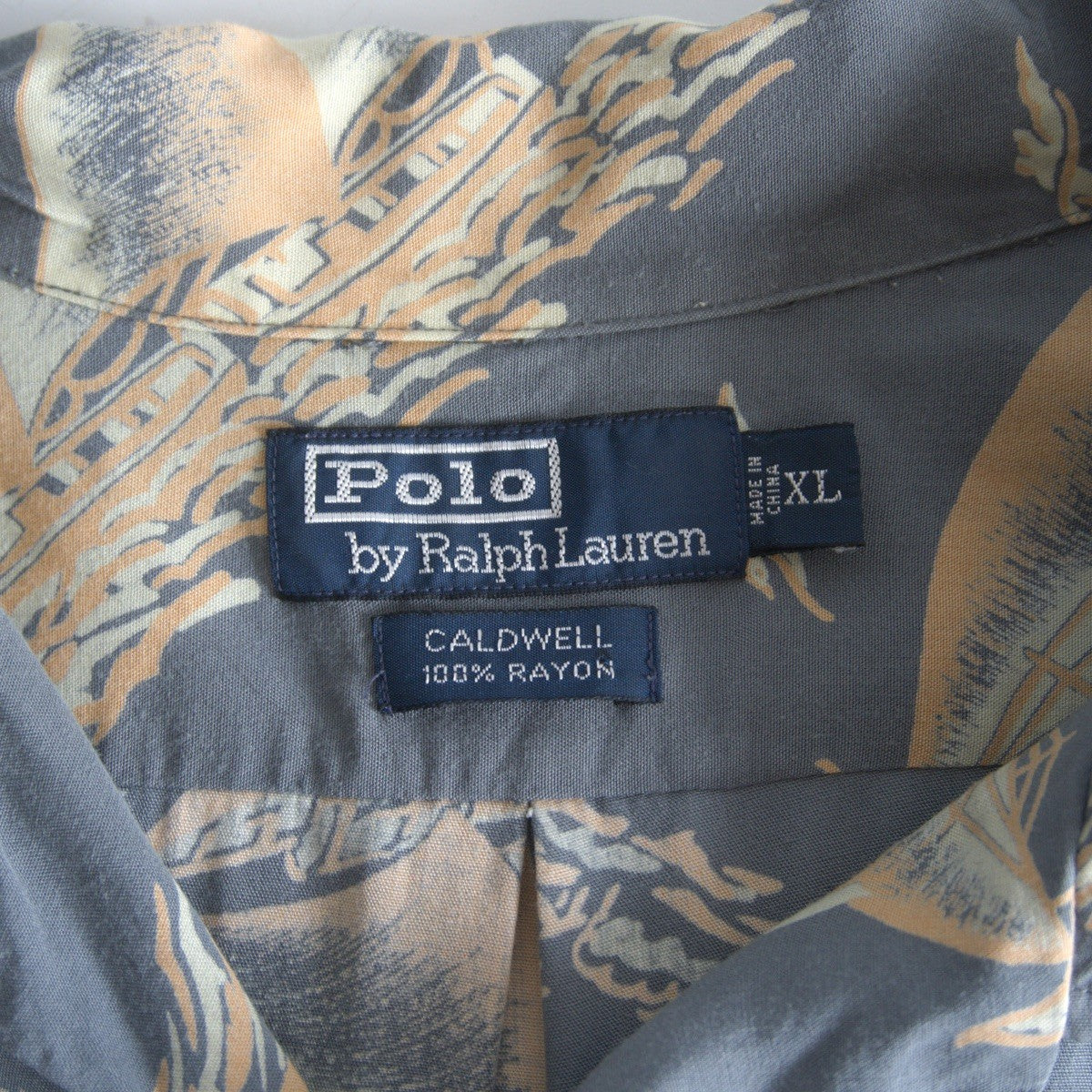 POLO RALPH LAUREN CALDWELL Rayon Open Collar Shirt Size XL