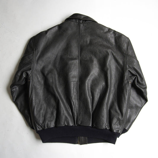 AVIREX A-2 Leather Flight Jacket Black Size XL