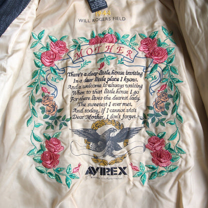 AVIREX A-2 Leather Flight Jacket Black Size XL