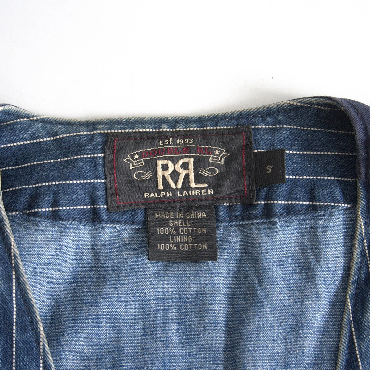 RRL Indigo Wabash Stripe Vest Size S