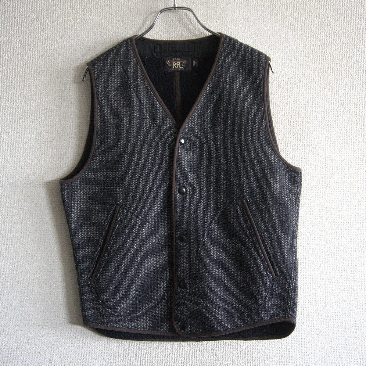 RRL Utility Beach Vest Wool Cotton Knit Size S