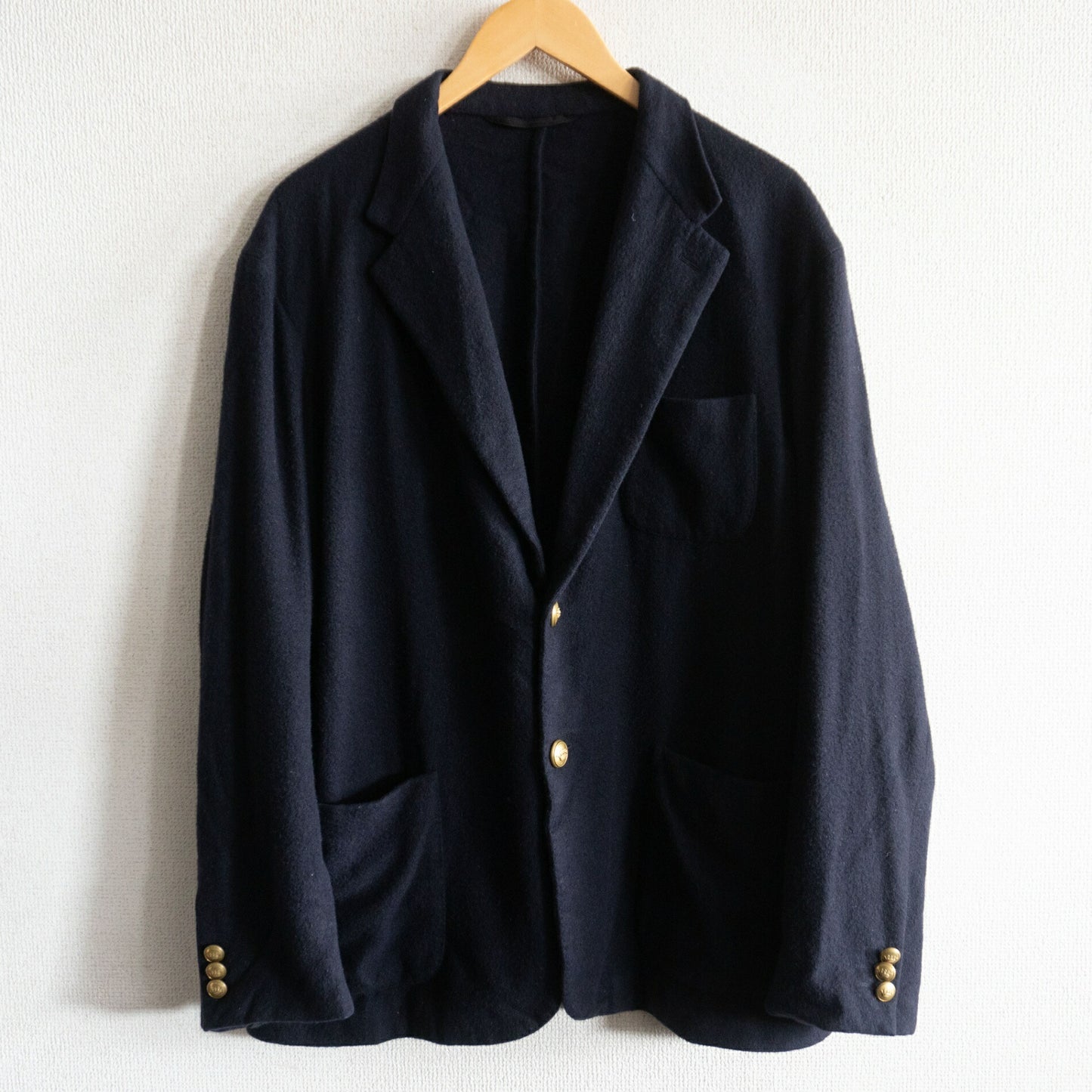 COMOLI Cashmere Navy 2B Gold Button Blazer Size XL