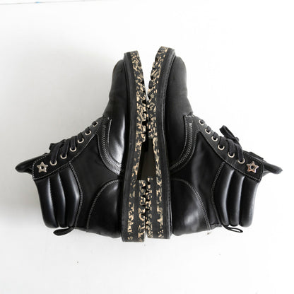 JIMMY CHOO Odin Camo Black Leather Boots Size 8.5