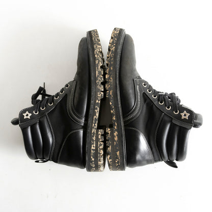JIMMY CHOO Odin Camo Black Leather Boots Size 8.5