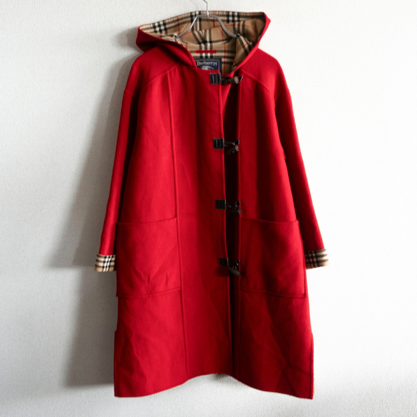 BURBERRYS Wool Cashmere Hooded Nova Check Coat Size 38
