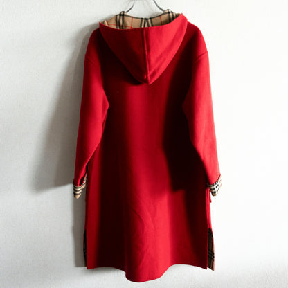 BURBERRYS Wool Cashmere Hooded Nova Check Coat Size 38