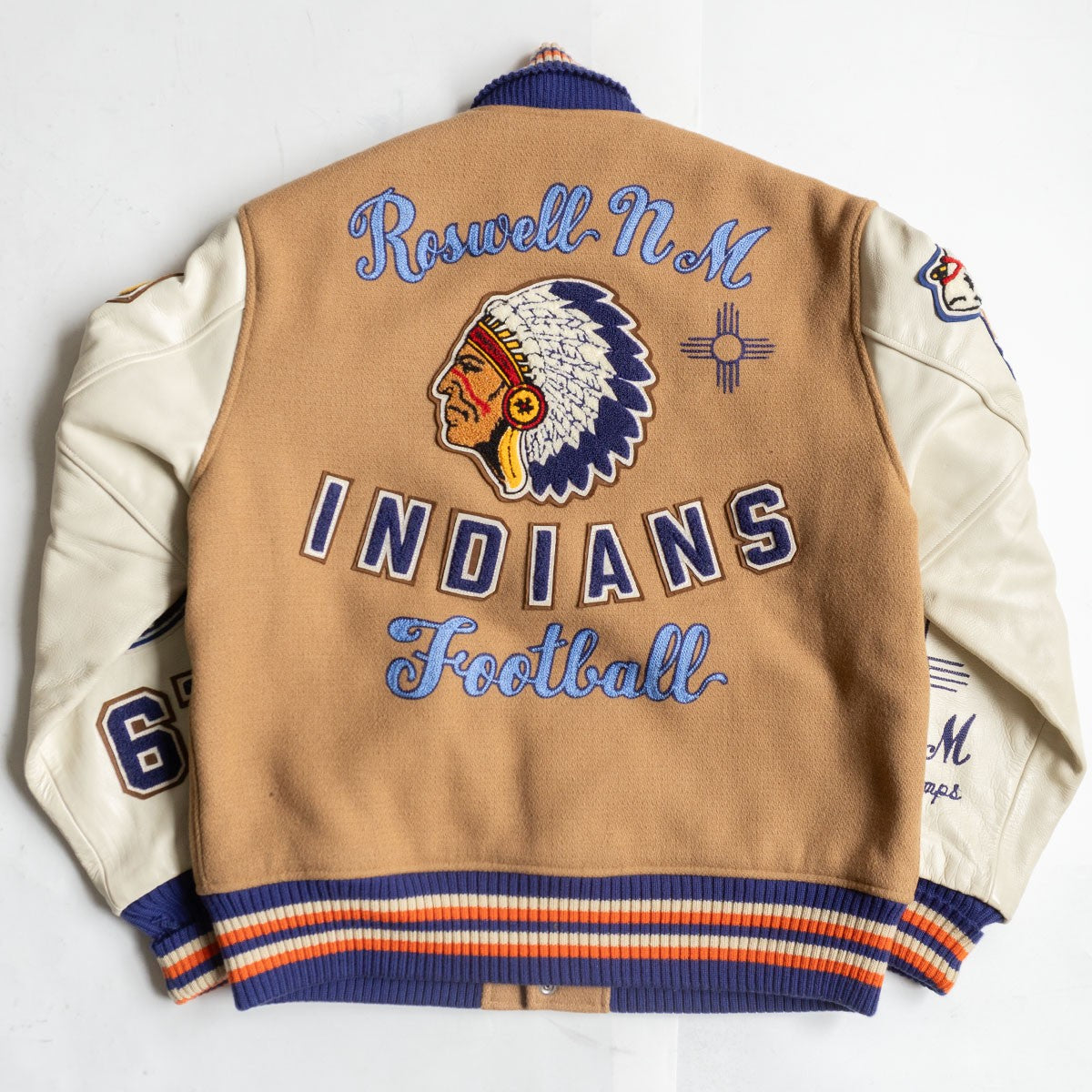 WHITESVILLE Full-Deco Leather Sleeve Varsity Jacket Size 42