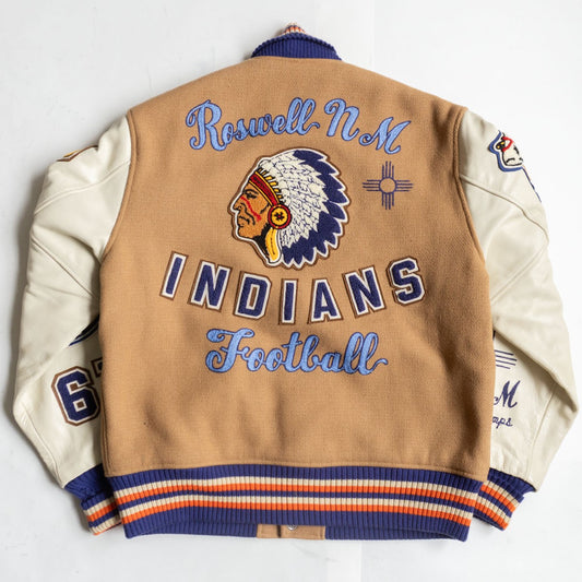 WHITESVILLE Full-Deco Leather Sleeve Varsity Jacket Size 42