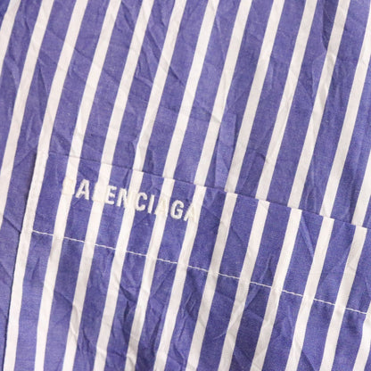 BALENCIAGA 21SS Striped Dolman Sleeve Shirt Blue Size 1