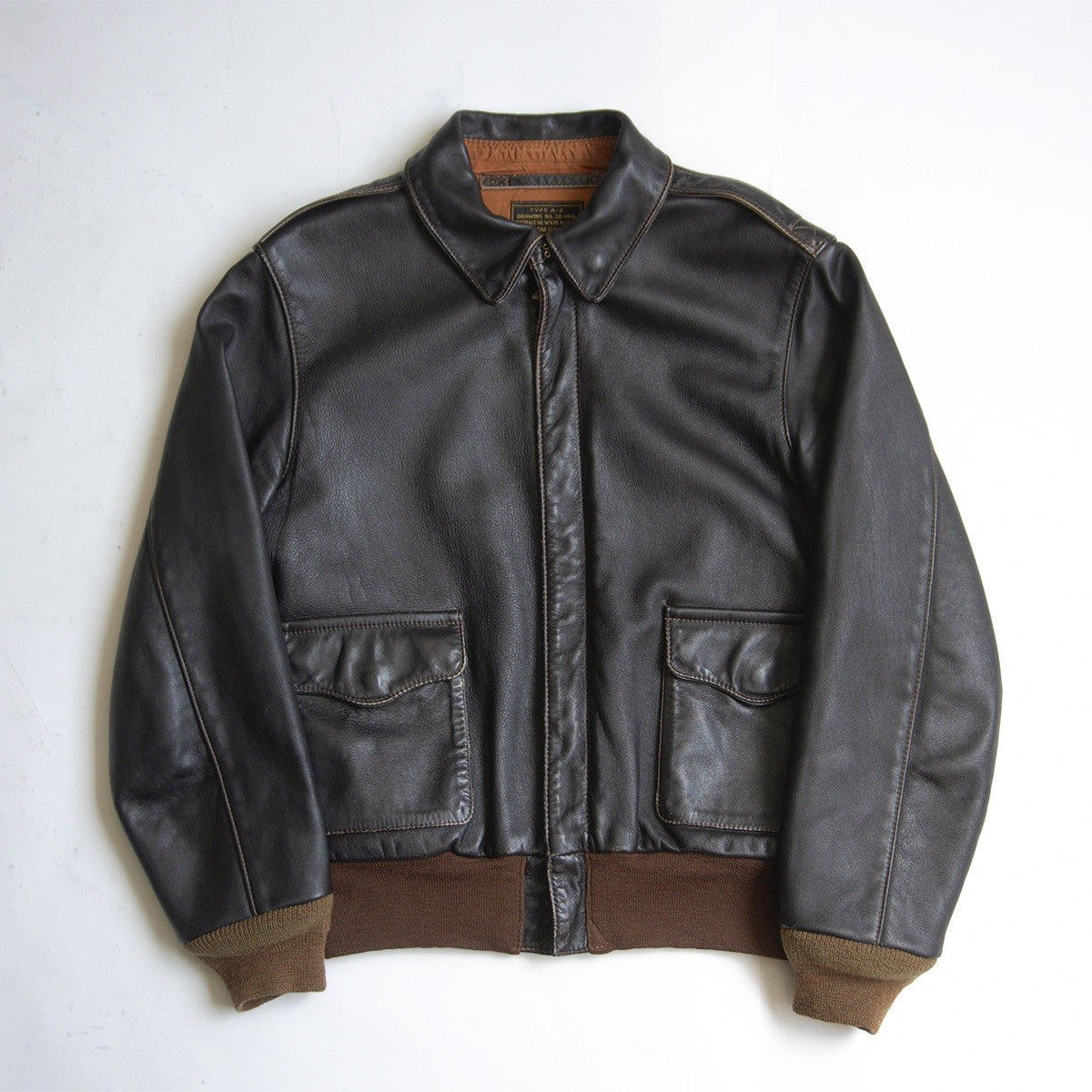 ROUGH WEAR Real McCoy's A-2 Leather Flight Jacket Size XXS