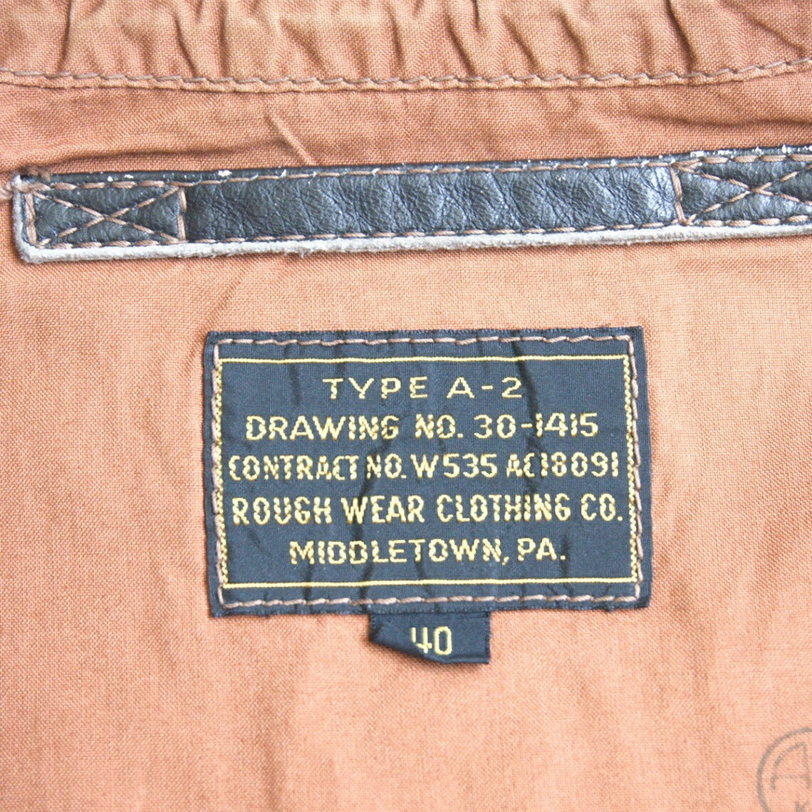 ROUGH WEAR Real McCoy's A-2 Leather Flight Jacket Size XXS