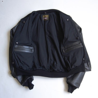 VANSON TJV All Leather Varsity Jacket Black Size 38