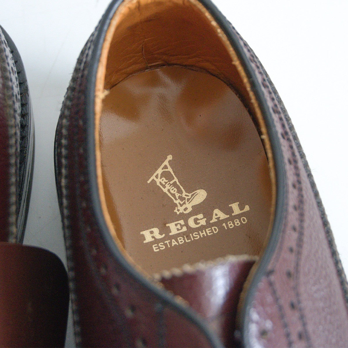 REGAL Wingtip Leather Shoes Bordeaux Made in Size 24.5EE