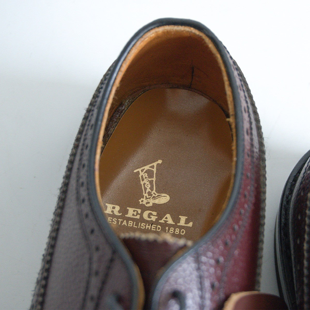 REGAL Wingtip Leather Shoes Bordeaux Made in Size 24.5EE