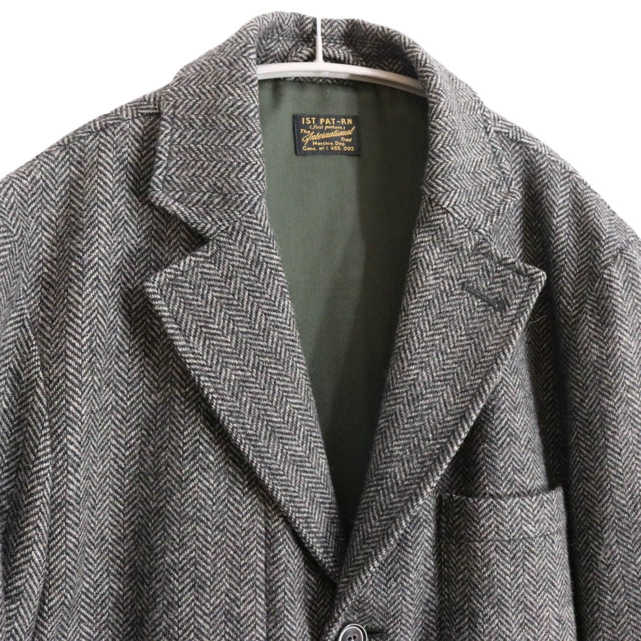 1st PAT-RN 3B Unconstructed Herringbone Blazer Gray Size S