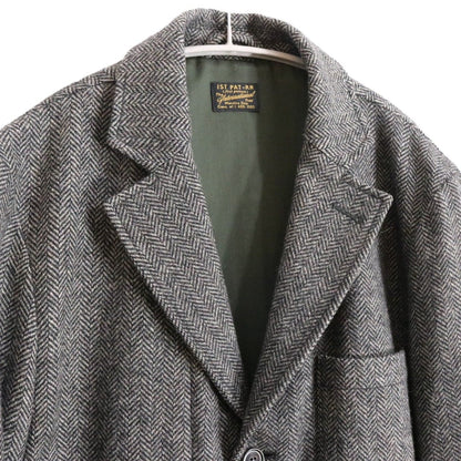 1st PAT-RN 3B Unconstructed Herringbone Blazer Gray Size S