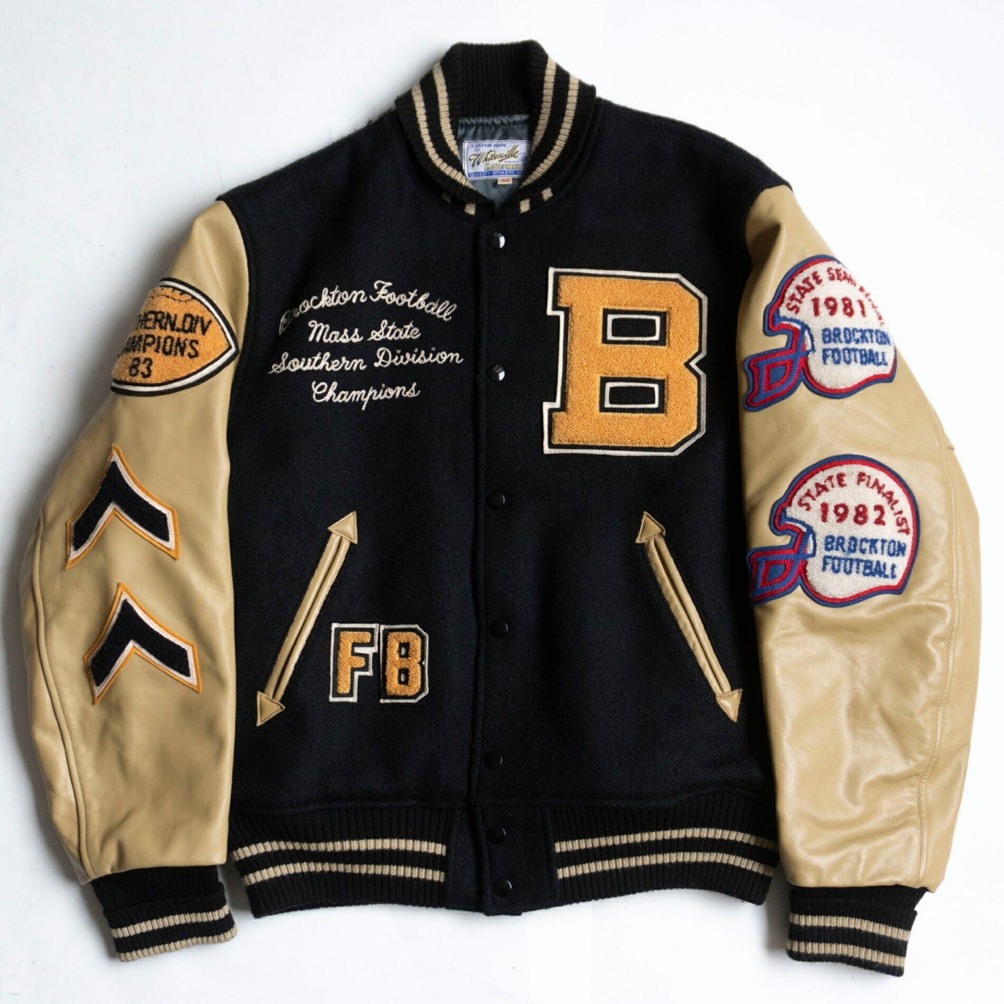 WHITESVILLE Full-Deco Leather Sleeve Varsity Jacket Size 42