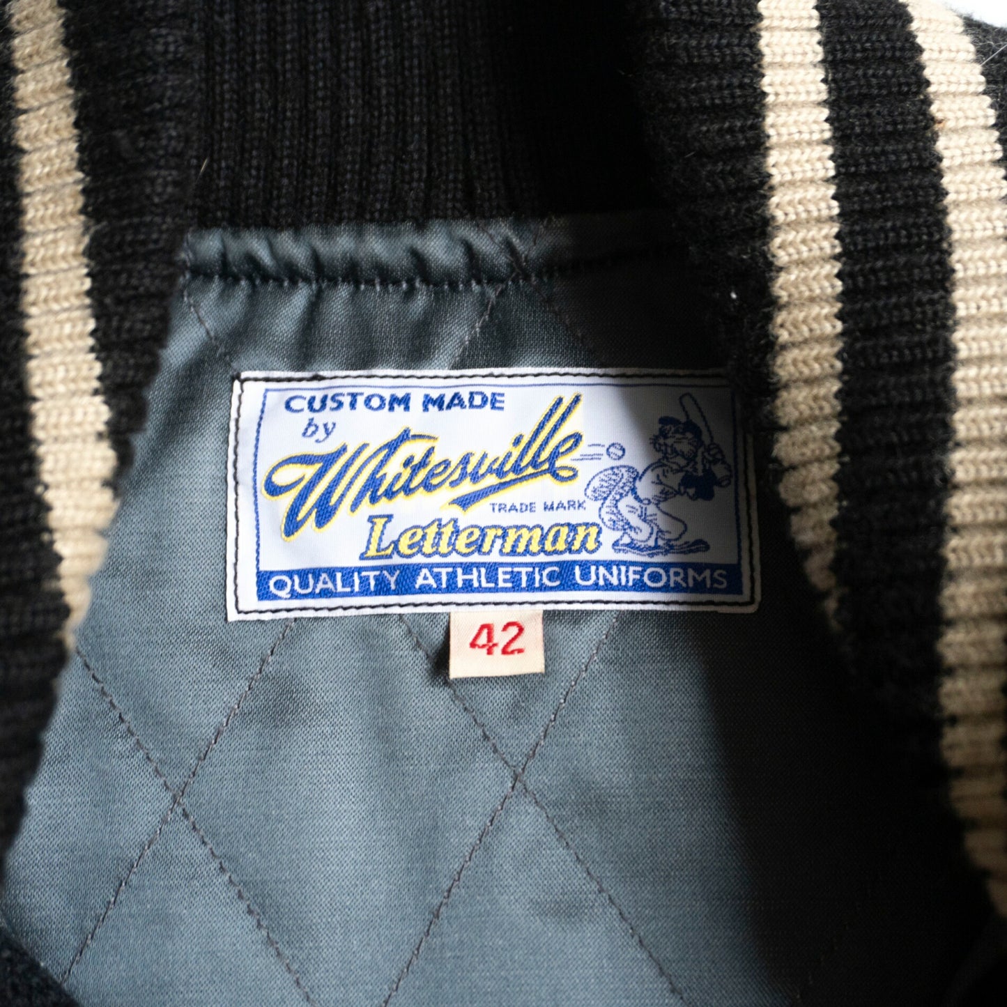 WHITESVILLE Full-Deco Leather Sleeve Varsity Jacket Size 42