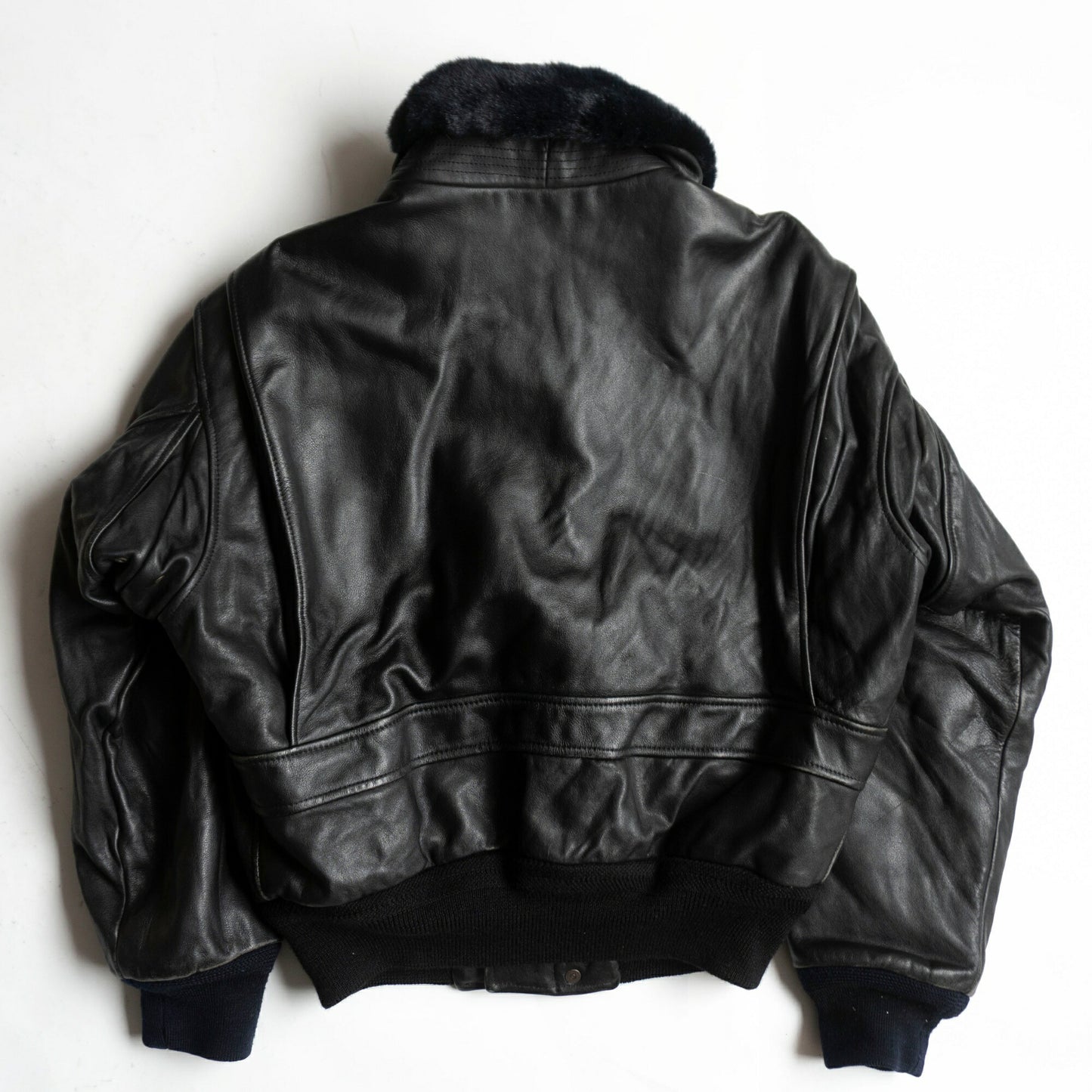 VAN JAC G-1 Flight Leather Boa Jacket Black Size M