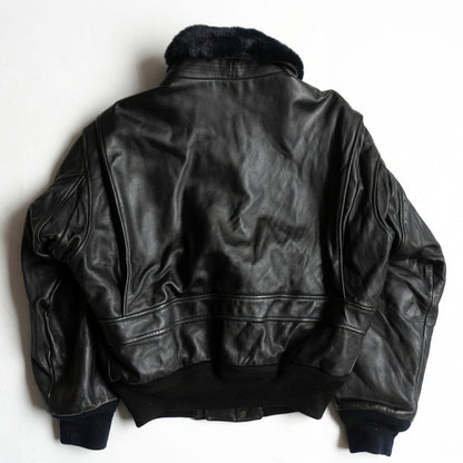 VAN JAC G-1 Flight Leather Boa Jacket Black Size M