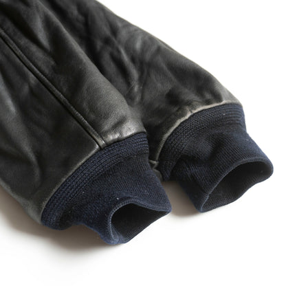 VAN JAC G-1 Flight Leather Boa Jacket Black Size M