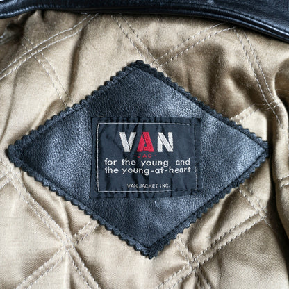 VAN JAC G-1 Flight Leather Boa Jacket Black Size M