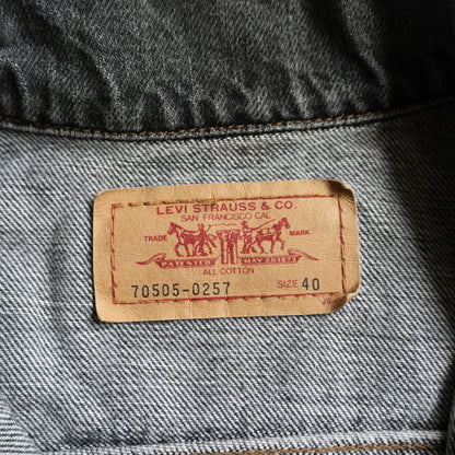 LEVI'S 90s 70505-0257 Pre-dyed Black Denim Jacket Size 38
