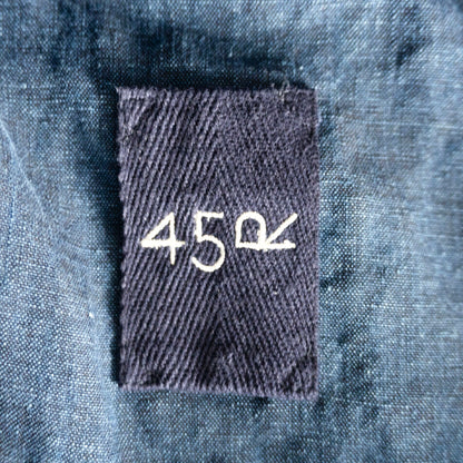 45R Indigo Linen 908 Balmacaan Coat Size S