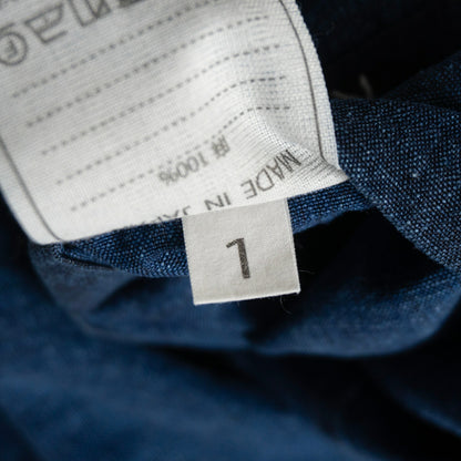 45R Indigo Linen 908 Balmacaan Coat Size S