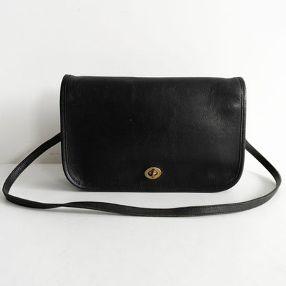 OLD COACH Leather Turn-Lock Shoulder Bag Black Size ONE SIZE