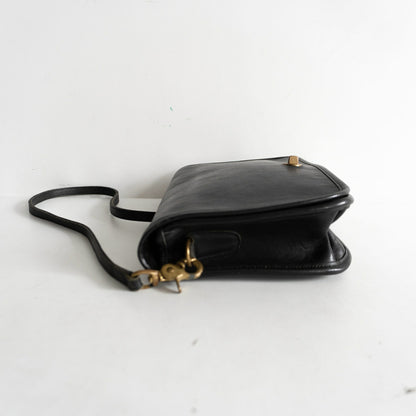 OLD COACH Leather Turn-Lock Shoulder Bag Black Size ONE SIZE