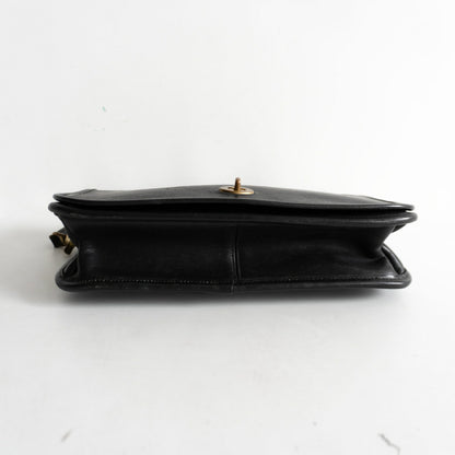OLD COACH Leather Turn-Lock Shoulder Bag Black Size ONE SIZE
