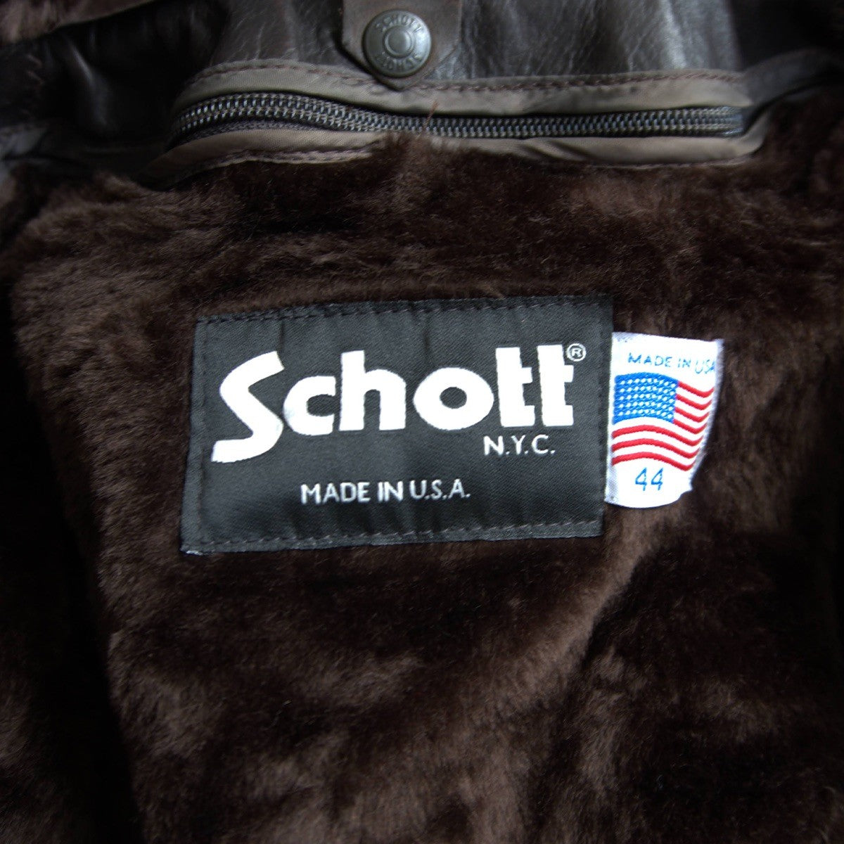 SCHOTT 184SM G-1 Shearling Collar Leather Jacket Made Size S