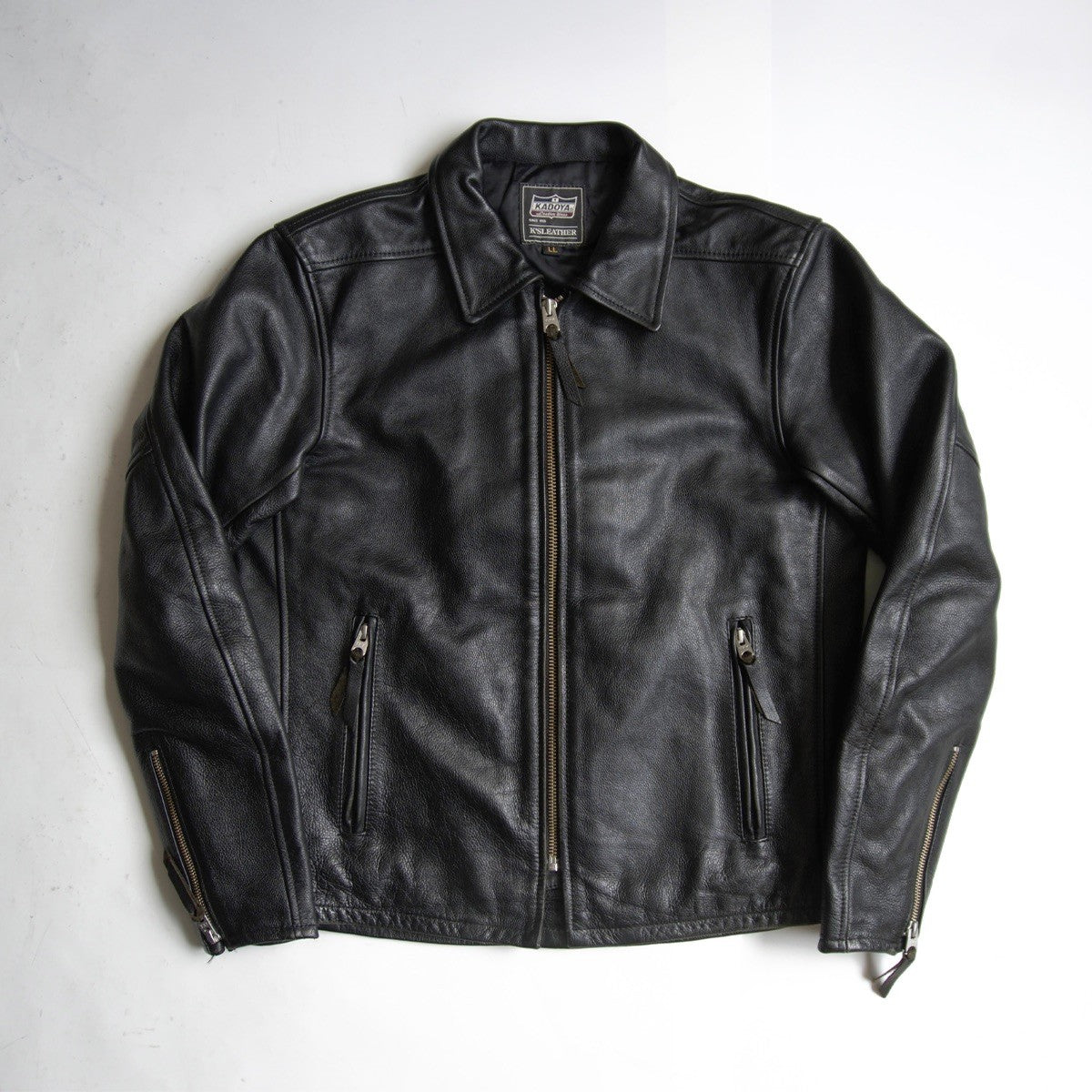 KADOYA Cowhide Leather Single Riders Jacket Black Size LL