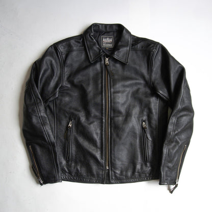 KADOYA Cowhide Leather Single Riders Jacket Black Size LL