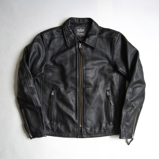 KADOYA Cowhide Leather Single Riders Jacket Black Size LL