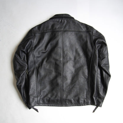 KADOYA Cowhide Leather Single Riders Jacket Black Size LL