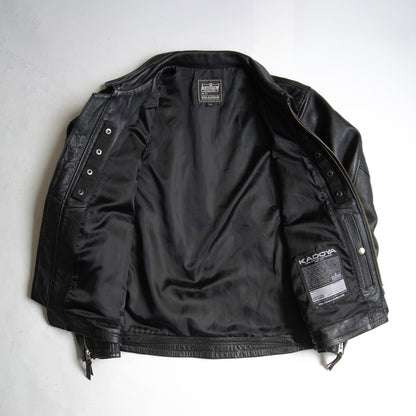 KADOYA Cowhide Leather Single Riders Jacket Black Size LL
