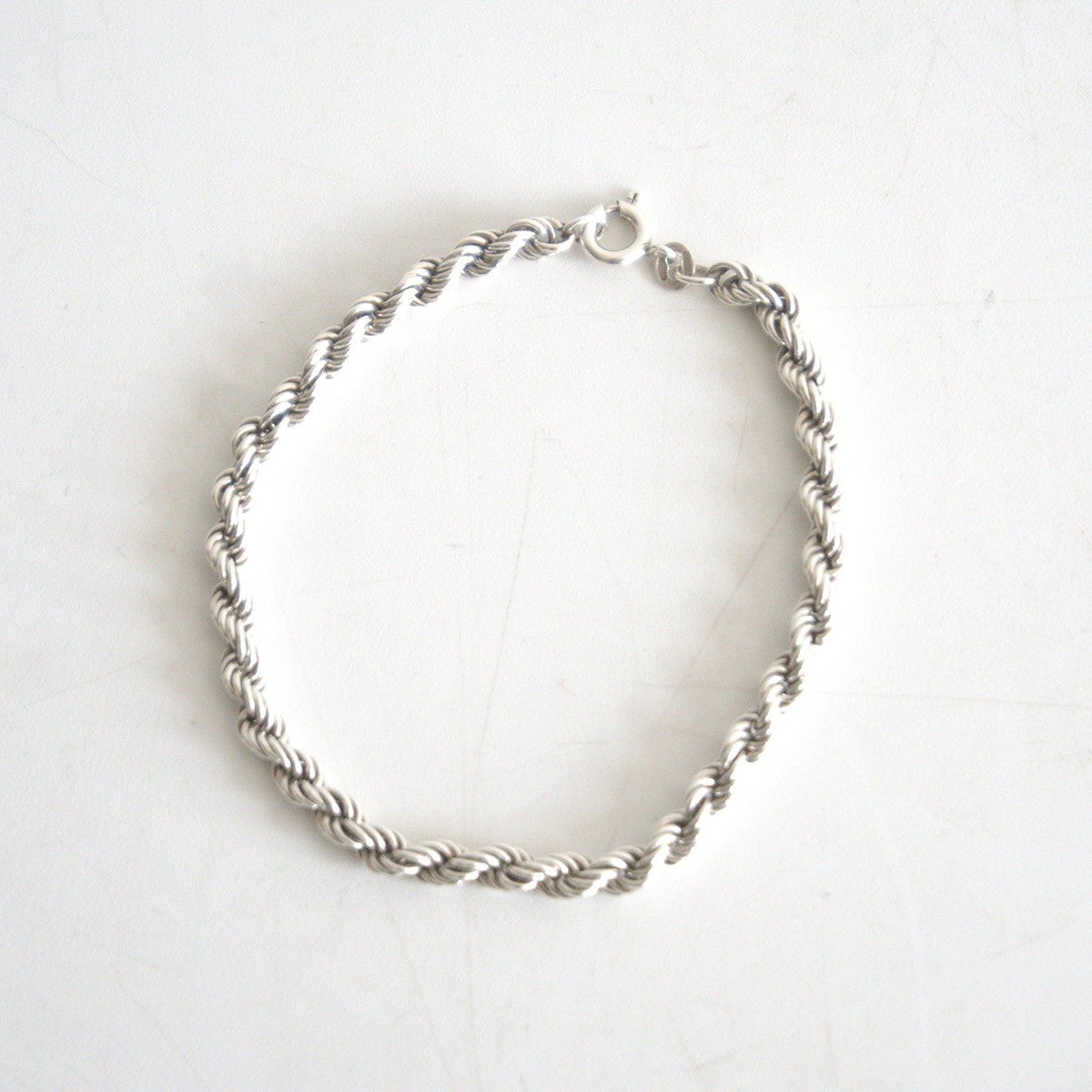 Silver 925 Twist Rope Chain Bracelet Size ONE SIZE