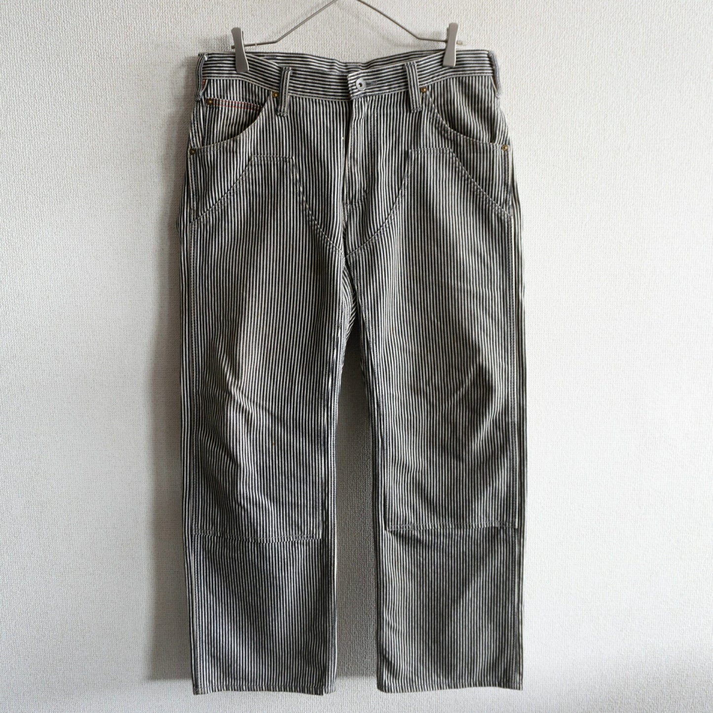 IRON HEART Hickory Stripe Double Knee Logger Jeans Size 34