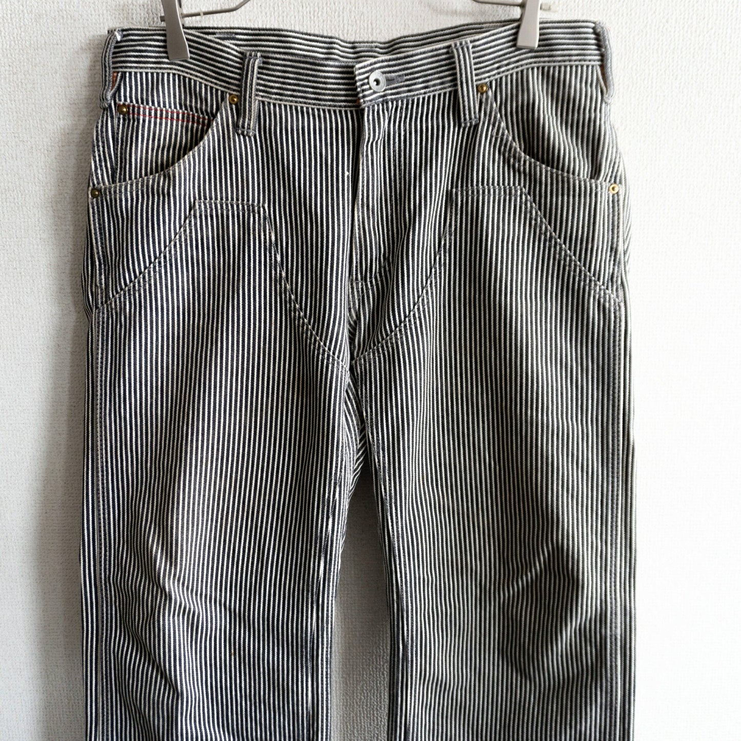 IRON HEART Hickory Stripe Double Knee Logger Jeans Size 34
